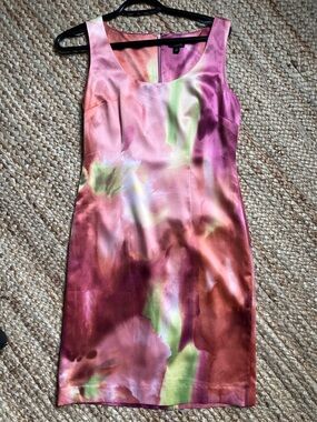 Ann Taylor watercolour satin sheath dress